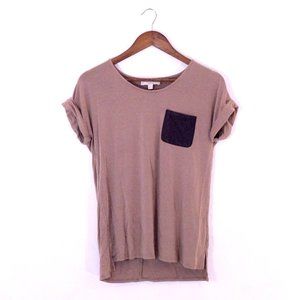 Olive & Oak Brown Rolled Sleeve Blouse